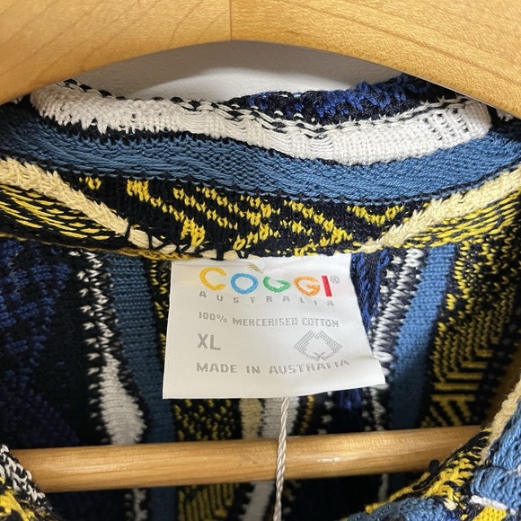 Vtg Coogi Sweater Cardigan Multicolor Textured 3D Chunky Knit Size XL 90s NEW - Picture 4 of 6